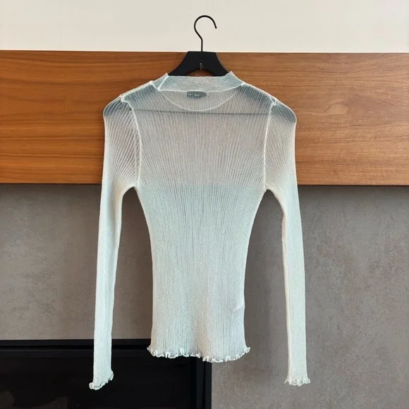 NWOT Mango White Iredescent Rainbow Metallic Mesh Long Sleeve Shirt, Size M - Picture 8 of 8